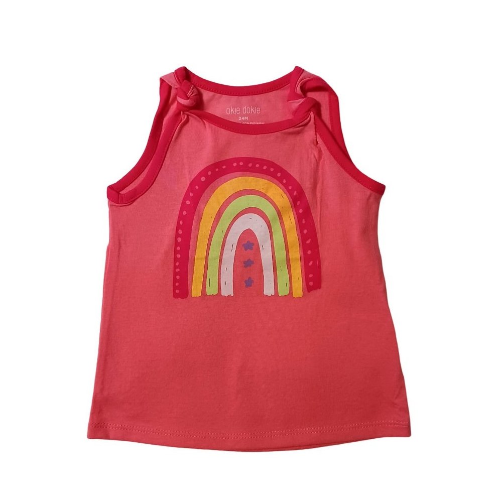 Baby Girl's Okie Dokie Pink Rainbow Tank Top- Size 24M